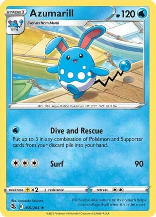 Azumarill — SWSH08: Fusion Strike Pokémon TCG card by Sanosuke Sakuma