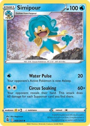 Simipour — SWSH08: Fusion Strike Pokémon TCG card by Shin Nagasawa