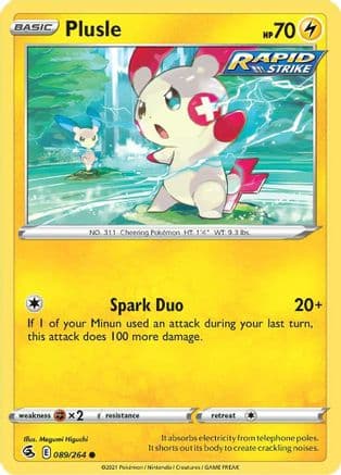 Plusle — SWSH08: Fusion Strike Pokémon TCG card by Megumi Higuchi