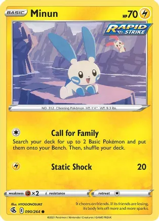 Minun — SWSH08: Fusion Strike Pokémon TCG card by HYOGONOSUKE