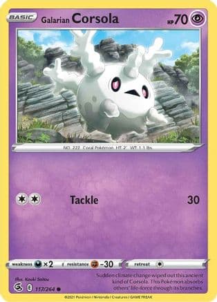 Galarian Corsola — SWSH08: Fusion Strike Pokémon TCG card by Kouki Saitou