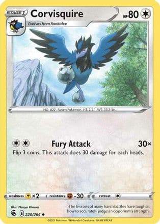 Corvisquire — SWSH08: Fusion Strike Pokémon TCG card by Naoyo Kimura