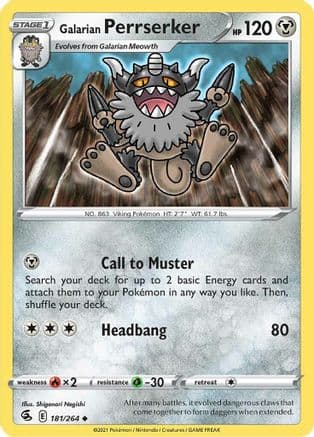 Galarian Perrserker — SWSH08: Fusion Strike Pokémon TCG card by Shigenori Negishi