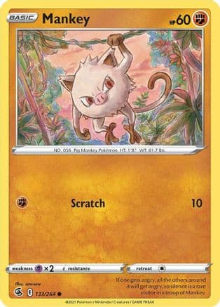 Mankey — SWSH08: Fusion Strike Pokémon TCG card by sowsow