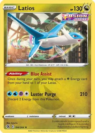 Latios — SWSH08: Fusion Strike Pokémon TCG card by hatachu