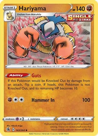 Hariyama — SWSH08: Fusion Strike Pokémon TCG card by Hitoshi Ariga
