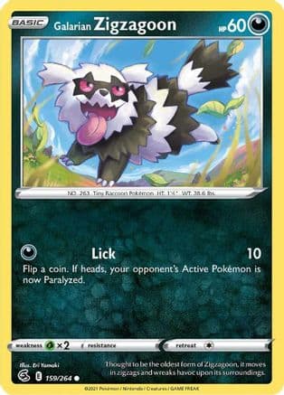 Galarian Zigzagoon — SWSH08: Fusion Strike Pokémon TCG card by Eri Yamaki