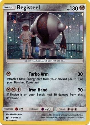 Registeel - 68/111 (Cosmos Holo) — SM Promos Pokémon TCG card by Mitsuhiro Arita
