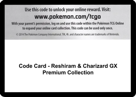 Code Card - Reshiram & Charizard GX Premium Collection — Miscellaneous Cards & Products