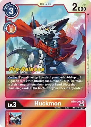 Huckmon — Double Diamond Pre-Release Cards Digimon Card Game card by Akiyoshi Honga, Toei Animation