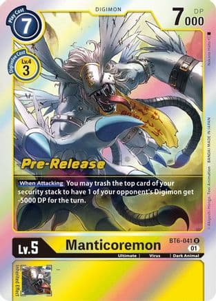 Manticoremon — Double Diamond Pre-Release Cards Digimon Card Game card by Akiyoshi Hongō, Toei Animation