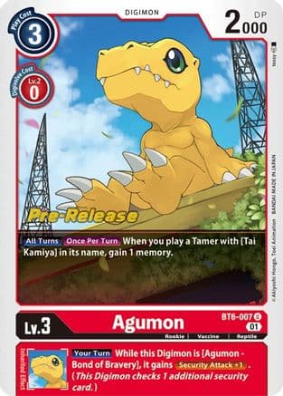 Agumon — Double Diamond Pre-Release Cards Digimon Card Game card by Akiyoshi Hongo, Toei Animation