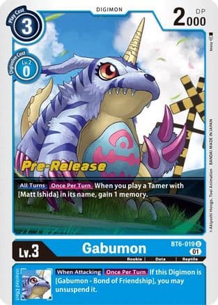 Gabumon — Double Diamond Pre-Release Cards Digimon Card Game card by Akiyoshi Hongo, Toei Animation