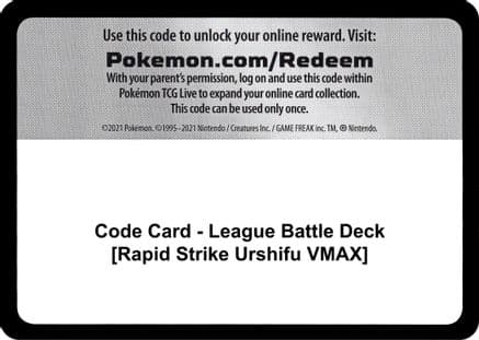 Code Card - League Battle Deck [Rapid Strike Urshifu VMAX] — Miscellaneous Cards & Products