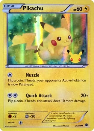 Pikachu - 26/83 (20th Anniversary) — Miscellaneous Cards & Products Pokémon TCG card by Atsuko Nishida