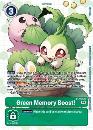 Green Memory Boost! - P-038 (Next Adventure Box Promotion Pack) — Digimon Promotion Cards