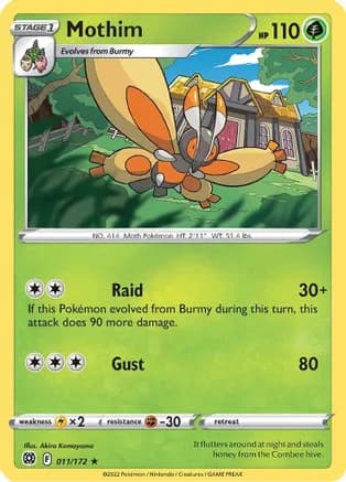 Mothim — SWSH09: Brilliant Stars Pokémon TCG card by Akira Komayama