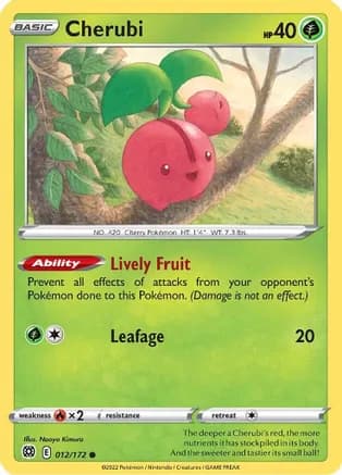 Cherubi — SWSH09: Brilliant Stars Pokémon TCG card by Naoyo Kimura