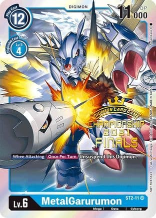 MetalGarurumon (2021 Championship Finals Event Pack Alt-Art Gold Stamp Set) — Digimon Card Game card