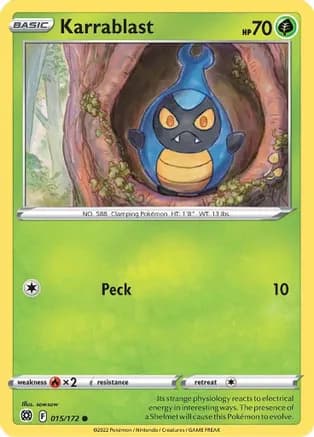 Karrablast — SWSH09: Brilliant Stars Pokémon TCG card by sowsow