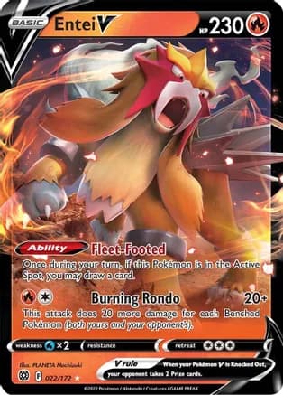 Entei V — SWSH09: Brilliant Stars Pokémon TCG card by PLANETA Mochizuki
