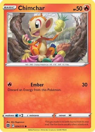 Chimchar — SWSH09: Brilliant Stars Pokémon TCG card by Shin Nagasawa