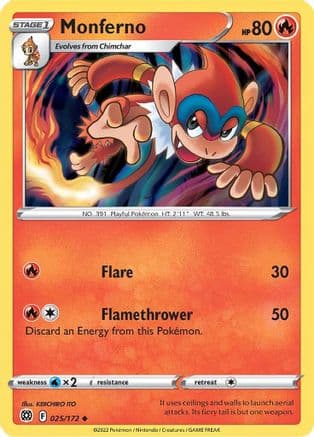 Monferno — SWSH09: Brilliant Stars Pokémon TCG card by KEIICHIRO ITO