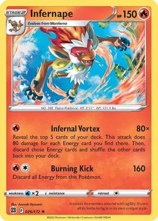 Infernape — SWSH09: Brilliant Stars Pokémon TCG card by Anesaki Dynamic