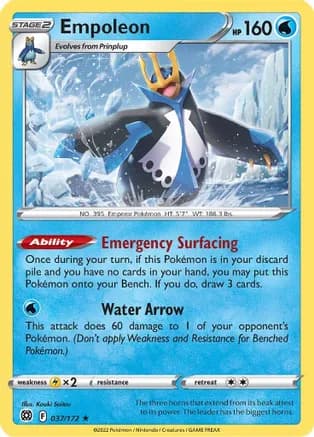 Empoleon — SWSH09: Brilliant Stars Pokémon TCG card by Kouki Saitou