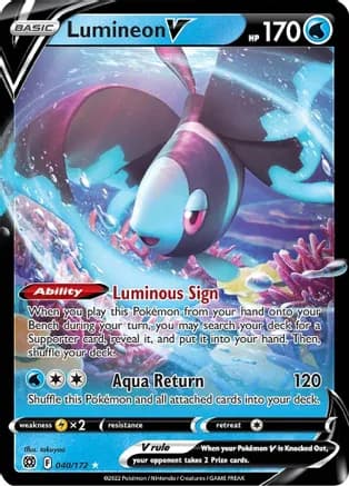 Lumineon V — SWSH09: Brilliant Stars Pokémon TCG card by takuyoa