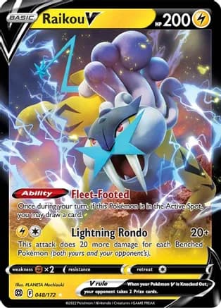 Raikou V — SWSH09: Brilliant Stars Pokémon TCG card by PLANETA Mochizuki