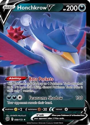 Honchkrow V — SWSH09: Brilliant Stars Pokémon TCG card by PLANETA Mochizuki