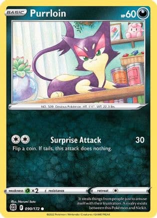 Purrloin — SWSH09: Brilliant Stars Pokémon TCG card by Narumi Sato