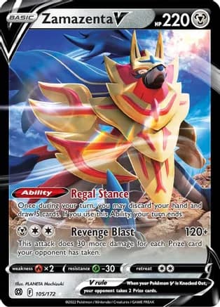 Zamazenta V — SWSH09: Brilliant Stars Pokémon TCG card by PLANETA Mochizuki