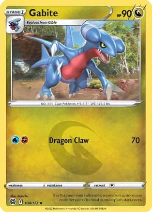 Gabite — SWSH09: Brilliant Stars Pokémon TCG card by hatachu