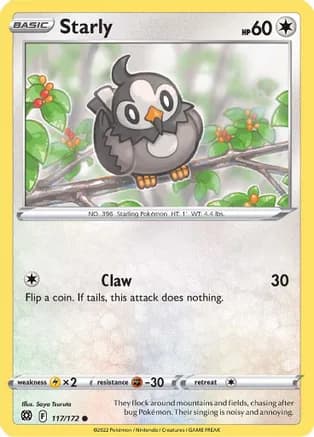 Starly — SWSH09: Brilliant Stars Pokémon TCG card by Saya Tsuruta