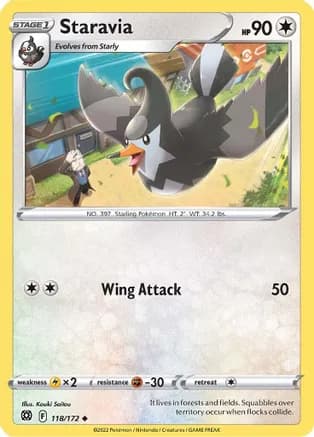 Staravia — SWSH09: Brilliant Stars Pokémon TCG card by Kouki Saitou