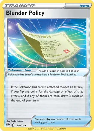 Blunder Policy — SWSH09: Brilliant Stars Pokémon TCG card by Ayaka Yoshida