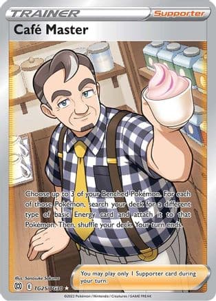 Cafe Master — SWSH09: Brilliant Stars Trainer Gallery Pokémon TCG card by Sanosuke Sakuma
