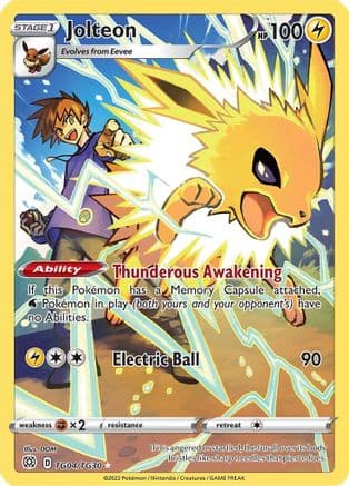 Jolteon — SWSH09: Brilliant Stars Trainer Gallery Pokémon TCG card by DOM