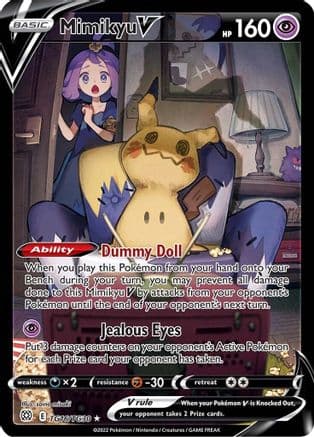 Mimikyu V — SWSH09: Brilliant Stars Trainer Gallery Pokémon TCG card by saino misaki