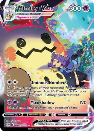 Mimikyu VMAX — SWSH09: Brilliant Stars Trainer Gallery Pokémon TCG card by Naoki Saito