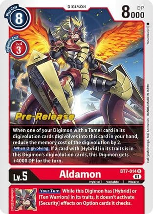 Aldamon — Next Adventure Pre-Release Cards Digimon Card Game card by Akiyoshi Honga, Toei Animation