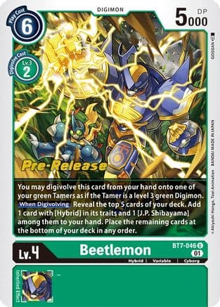 Beetlemon — Next Adventure Pre-Release Cards Digimon Card Game card by GOSSAN