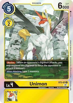 Unimon - ST3-07 (Official Tournament Pack Vol.4) — Starter Deck 03: Heaven's Yellow Digimon Card Game card by koki