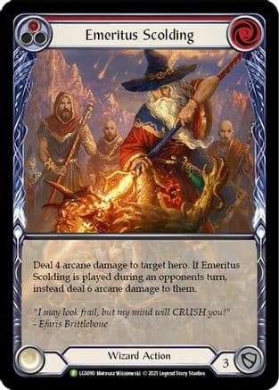 Emeritus Scolding (Red) (Extended Art) - LGS090 — Flesh and Blood: Promo Cards