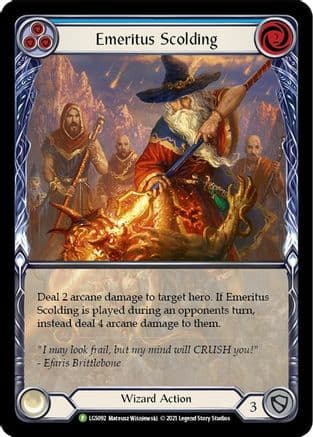 Emeritus Scolding (Blue) (Extended Art) - LGS092 — Flesh and Blood: Promo Cards