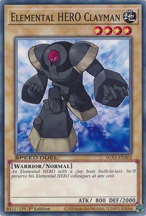 Elemental HERO Clayman — Speed Duel GX: Duel Academy Box Yu-Gi-Oh! card by Studio Dice/SHUEISHA, TV TOKYO, KONAMI