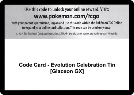 Code Card - Evolution Celebration Tin [Glaceon GX] — SM - Celestial Storm