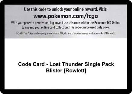 Code Card - Lost Thunder Single Pack Blister [Rowlett] — SM - Lost Thunder
